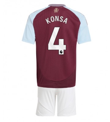 Aston Villa Ezri Konsa #4 Primera Equipación Niños 2024-25 Manga Corta (+ Pantalones cortos)